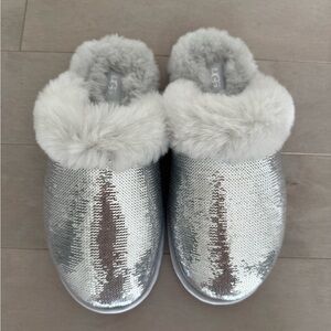 UGG Women's Shimmering Silver Slippers